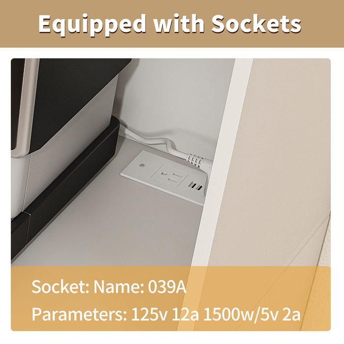 Modern Farmhouse Buffet Cabinet With Hutch Kitchen Storage Sideboard With Drawers & Barn Doors - White