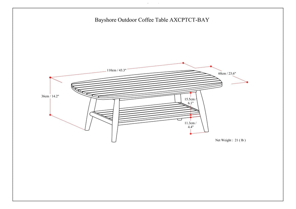 Bayshore - Outdoor Coffee Table - Light Teak