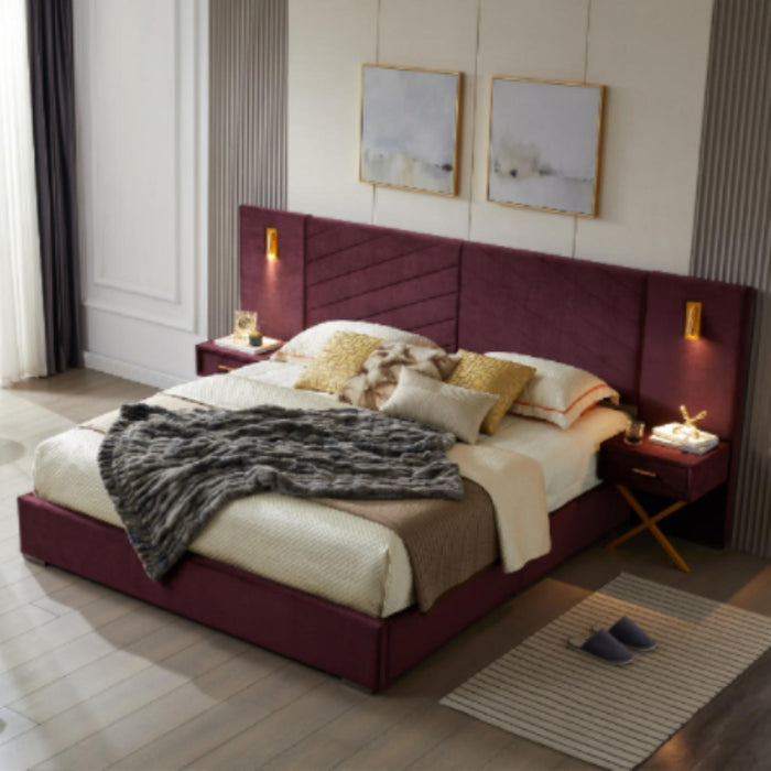 Comfortable Upholstered Bed With Vertical Channel Tufted Wingback Headboard