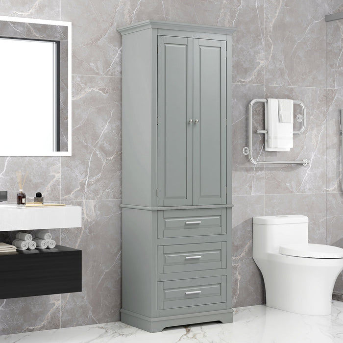 Tall Storage Cabinet With 3 Drawers For Bathroom