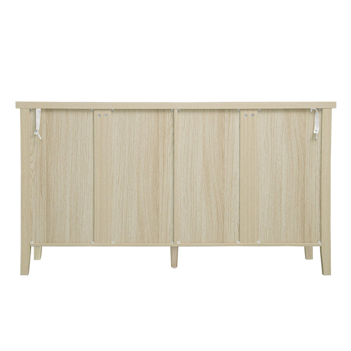 Rattan 4 Door Cabinet, Suitable For Bedroom - Natural