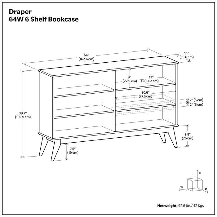 Draper - Handcrafted Low Bookcase