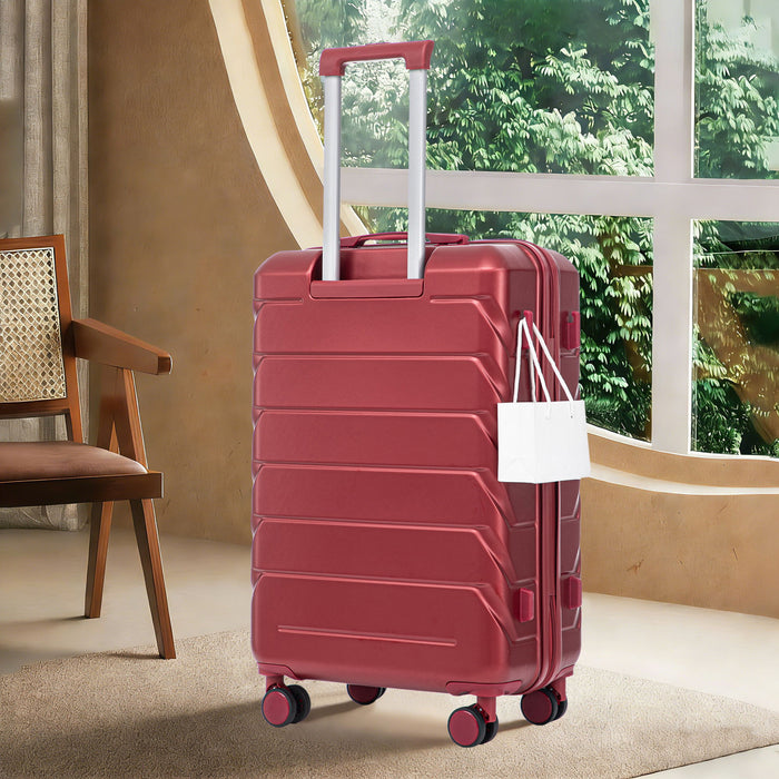 Hard Shell Luggage With Scratch Resistant Surface, 4 Wheels, Combination Lock & Side Hooks