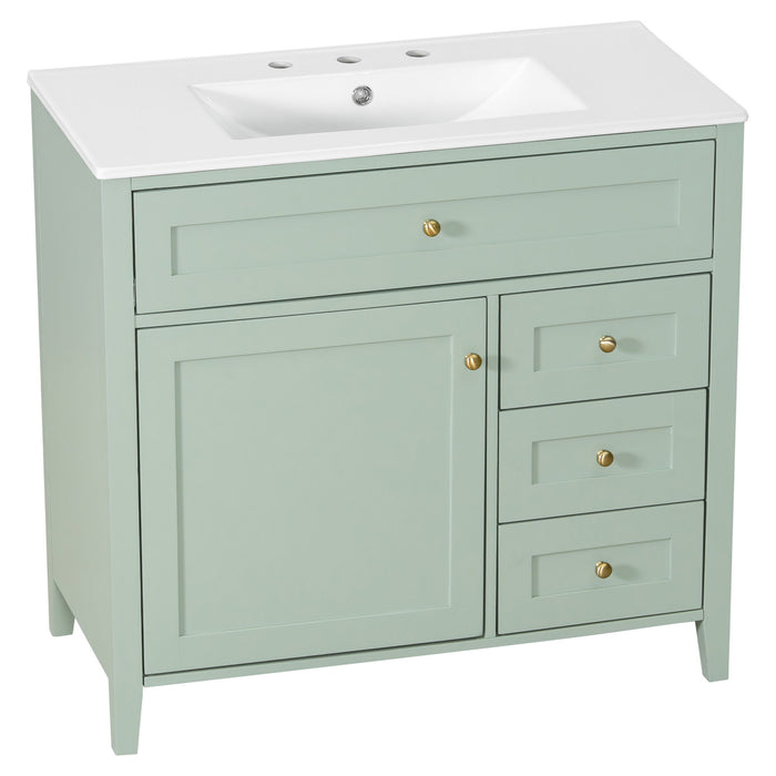 Bathroom Vanity With Sink, Cabinet With 3 Drawers And Adjustable Shelf