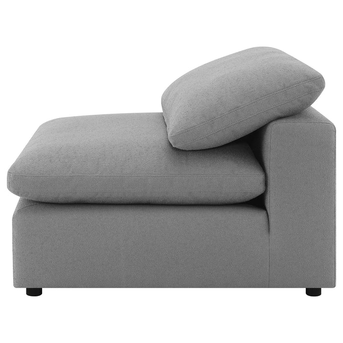 Segoura - Upholstered Armless Chair With Pillow Back, Living Room - Gray
