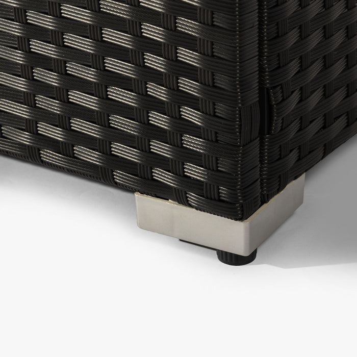 32" Propane Gas Fire Pit Table With Propane Tank Cover, 50000 Btu Rectangular Steel Fire Pit With Beautiful Wicker Base