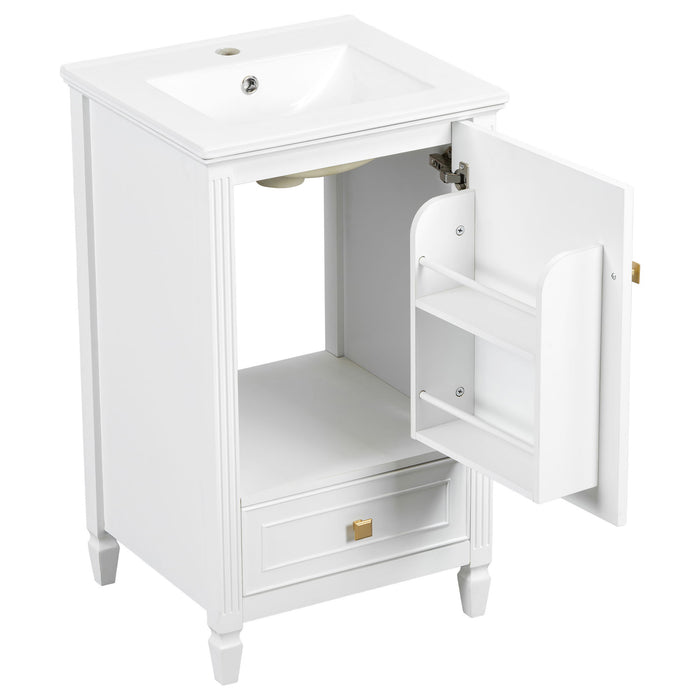 Freestanding Bathroom Vanity With Sink, Soft Closing Door, Drawer Storage - White