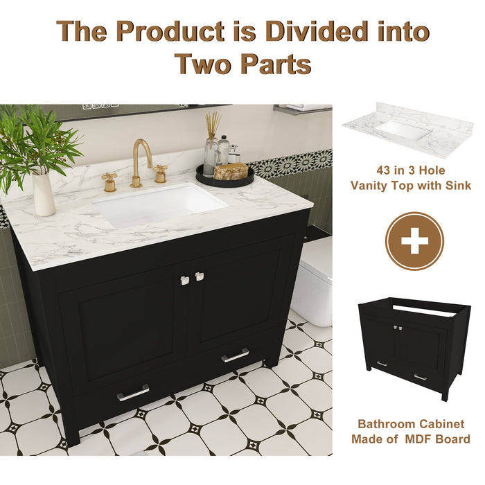 Bathroom Vanity Set, Sink And Faucet Holes Included - Black