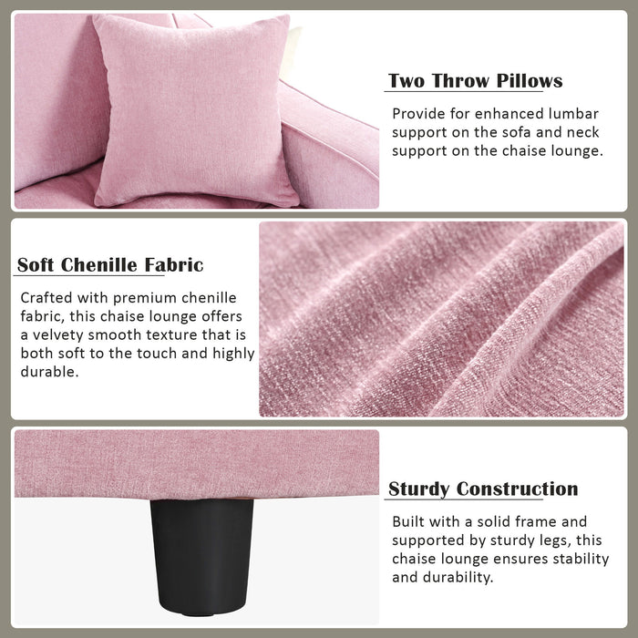 Modern Chaise Lounge Upholstered Sofa Couch With Tufted Seat And Detachable Pillows For Living Room