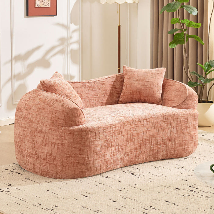 Curved 2 Person Compress Sofa With Armrests, Includes Pillows