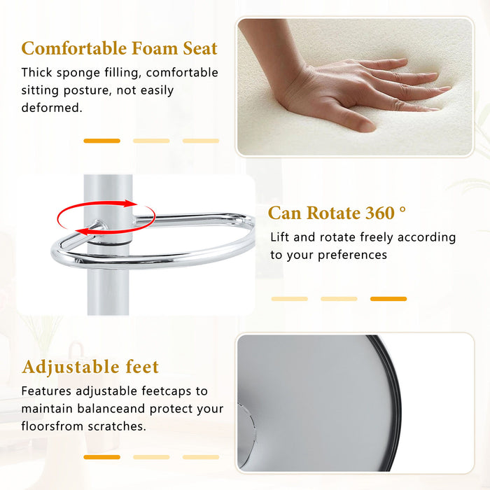 Adjustable Height Bar Stools With Footrest For Kitchen Island (Set of 2)