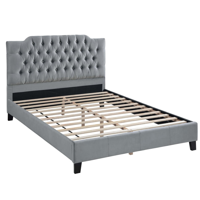 Modern Bed Frame With Tufted Upholstered Headboard