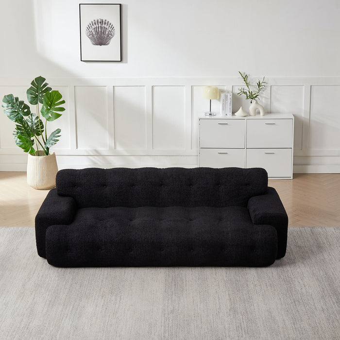 Cloud Series Minimalist Button Tufted Square Arm 3 Seater Sofa