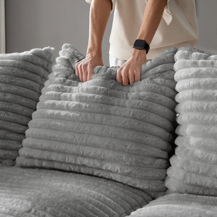 Plush Corduroy 4 Seat Sofa, Modern Comfy Upholstered Sofa Cloud Couch, Deep Seat Couches With Soft Pillows