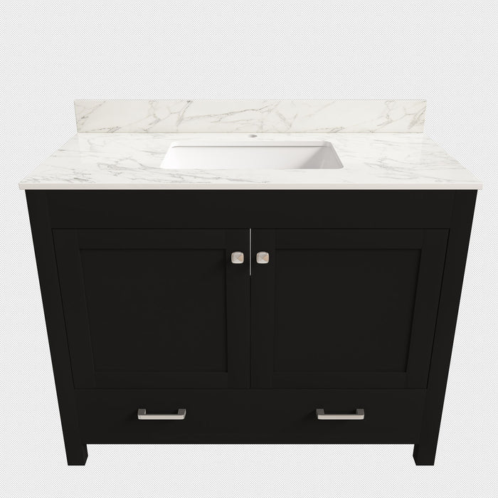 Bathroom Vanity Set, Cabinet With Doors & Drawers, Single Faucet Hole - Black