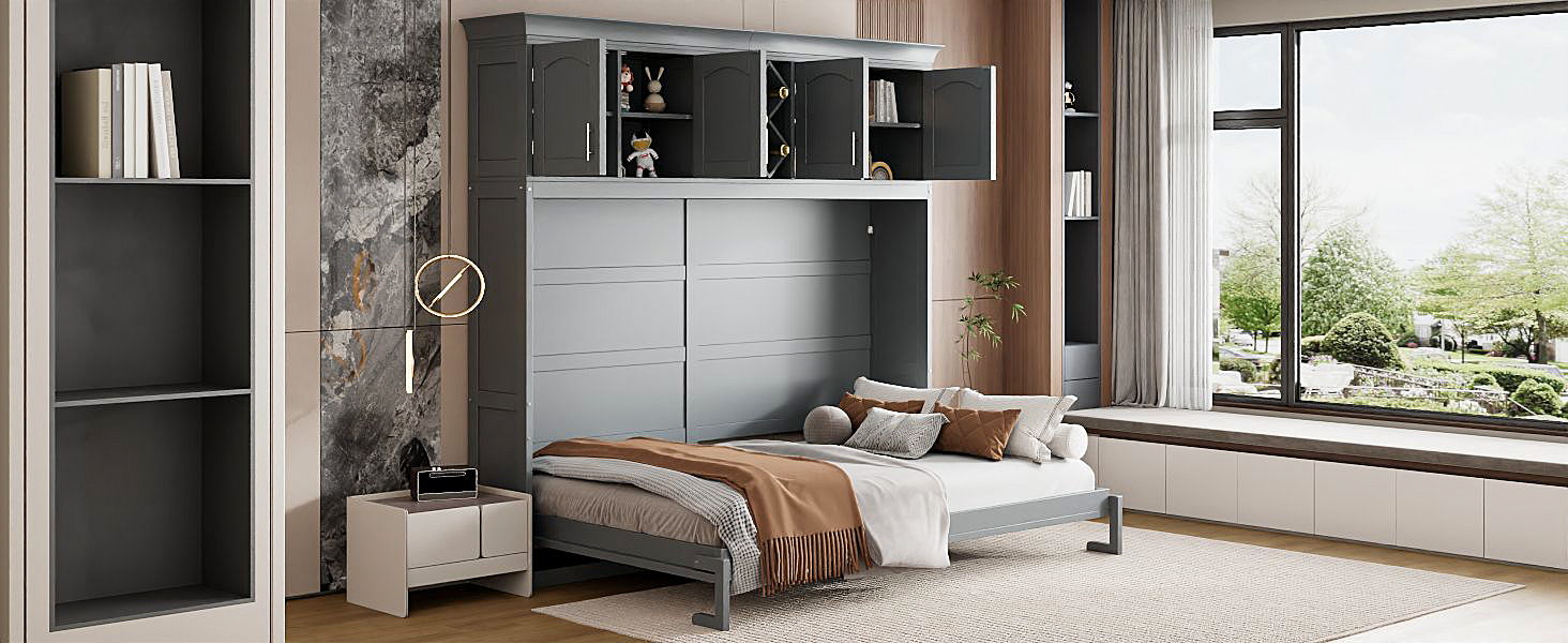 Murphy Wall Bed With Top Cabinets & Wine Rack
