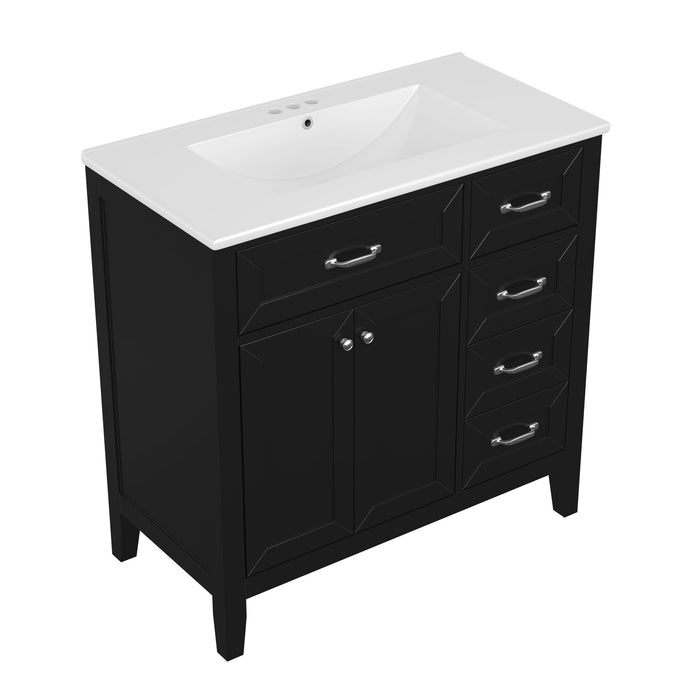 Modern Bathroom Vanity With Sink, Freestanding Design With Drawers And Doors