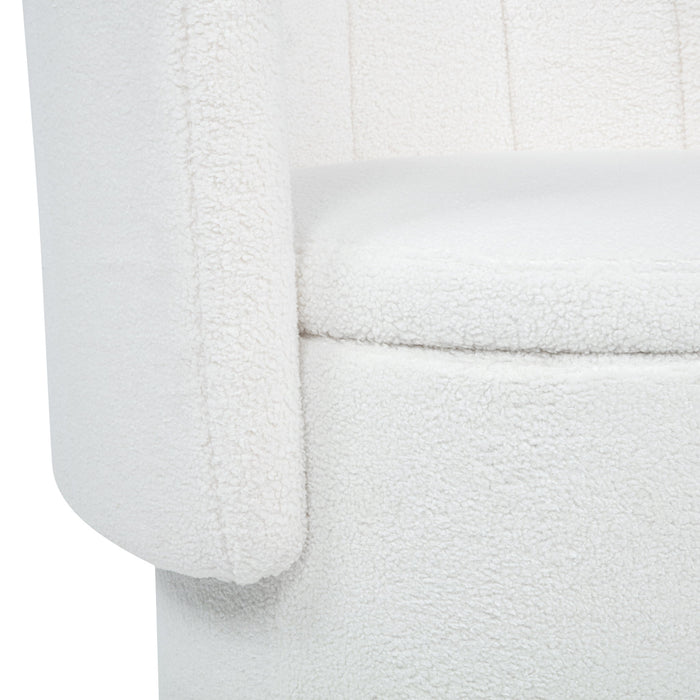 Modern 360 Degree Swivel Back Sofa Chair With Storage Space Boucle, Perfect For Bedroom And Living Room - Beige