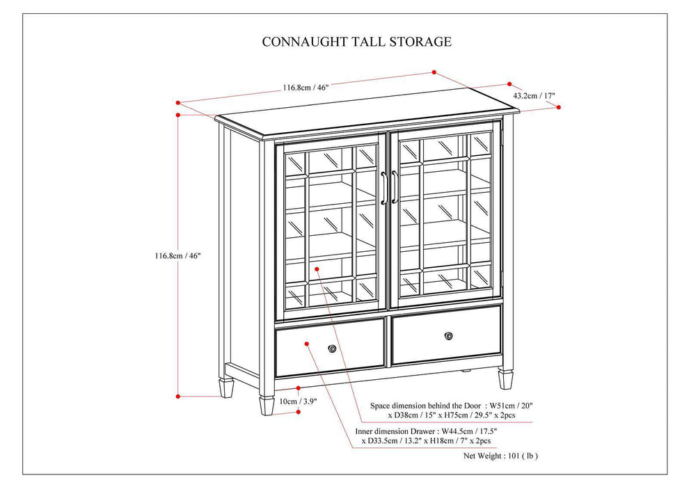 Connaught - Tall Storage Cabinet - Dark Chestnut Brown