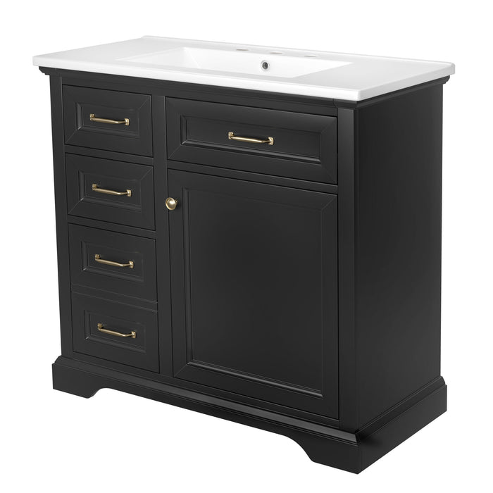 Modern Bathroom Vanity With Sink Top, 4 Drawers And 1 Soft-Close Door