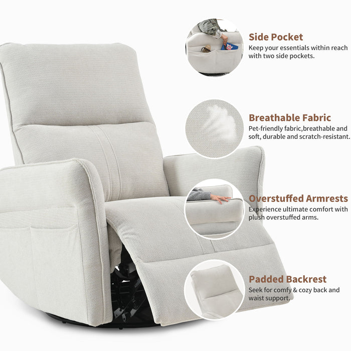 270° Power Swivel Rocker Glider Recliner Chair With USB Ports