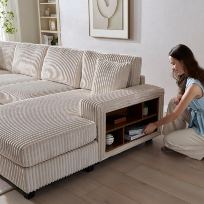 U-Shaped Convertible Sofa, 4 Seater Large Living Room Lounge