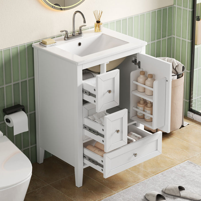 Modern Bathroom Vanity With Sink, Soft Close Drawers & Door, Storage Rack
