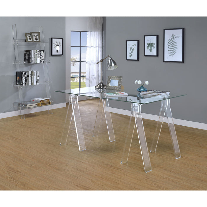 Cimarron - Ladder Bookcase With 4 Shelves - Clear