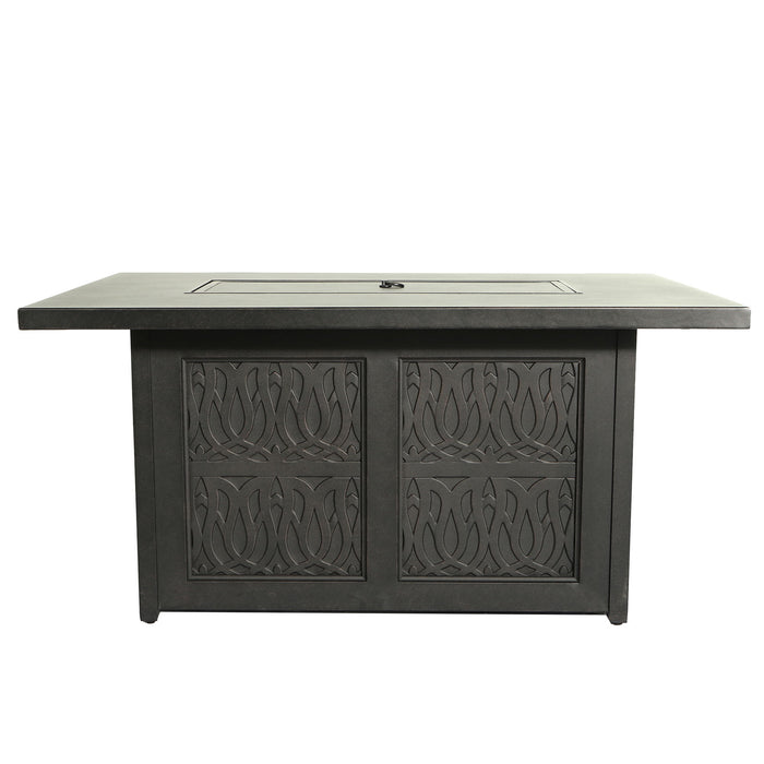 Aluminum Rectangle Fire Table With Fire Glass And Cover - Antique Bronze