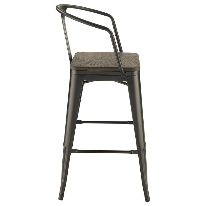 Elm Bar Height Stool (Set of 2) - Brown / Black