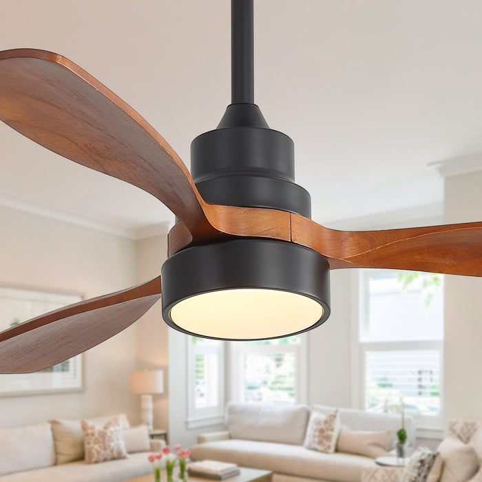 48" Ceiling Fan With Light, Dual Mount (Flush / Downrod), Dimmable LED, Quiet DC Motor, 3 Blades