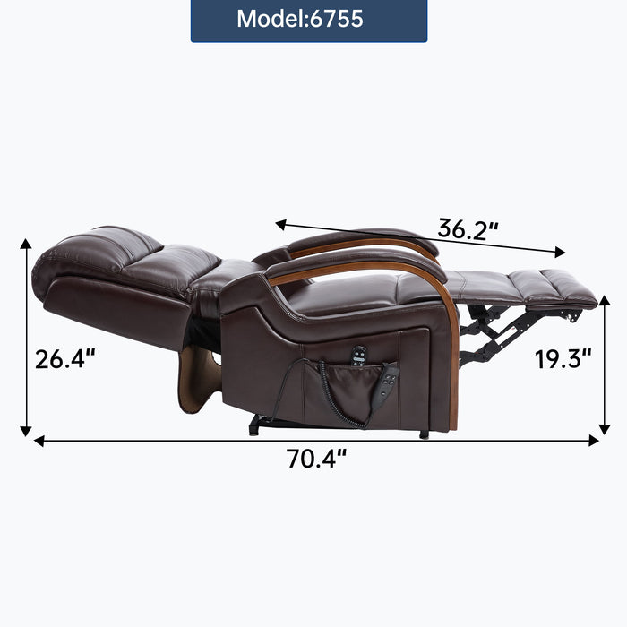 Power Lift Recliner Chair Dual Motor Infinite Position With Heat Massage And Heavy Duty Motion Mechanism - Brown