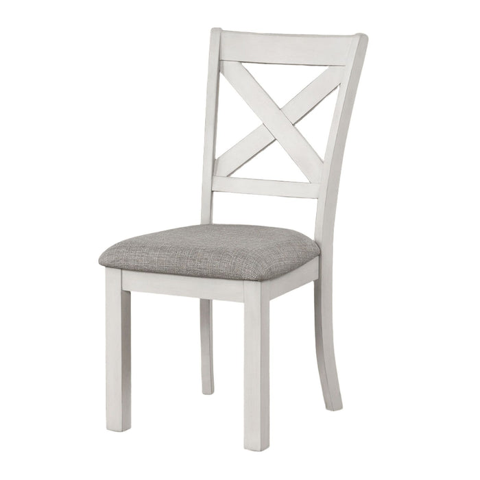 Dining Chairs With Cross Back, Cushion Seat (Set of 2) - White