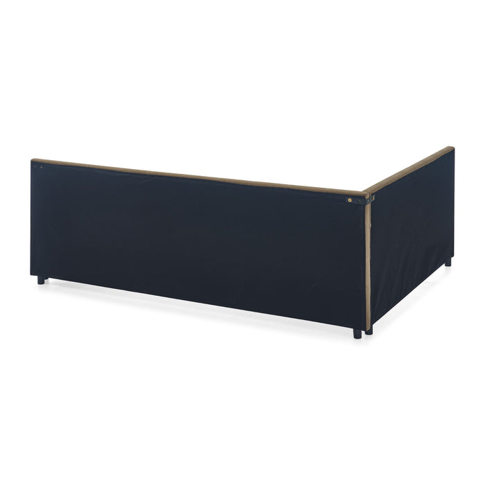 Mid-Century Storage Upholstered Tufted Bed Frame With Backrest And Armrests