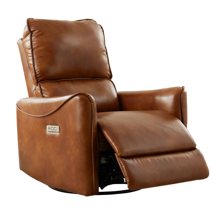 Electric Recliner Chair With Rocker And Swivel Function - Brown