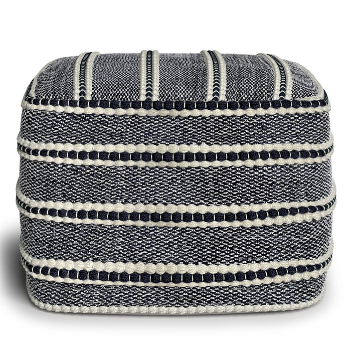 Corrie - Square Outdoor / Indoor Pouf - Navy / White