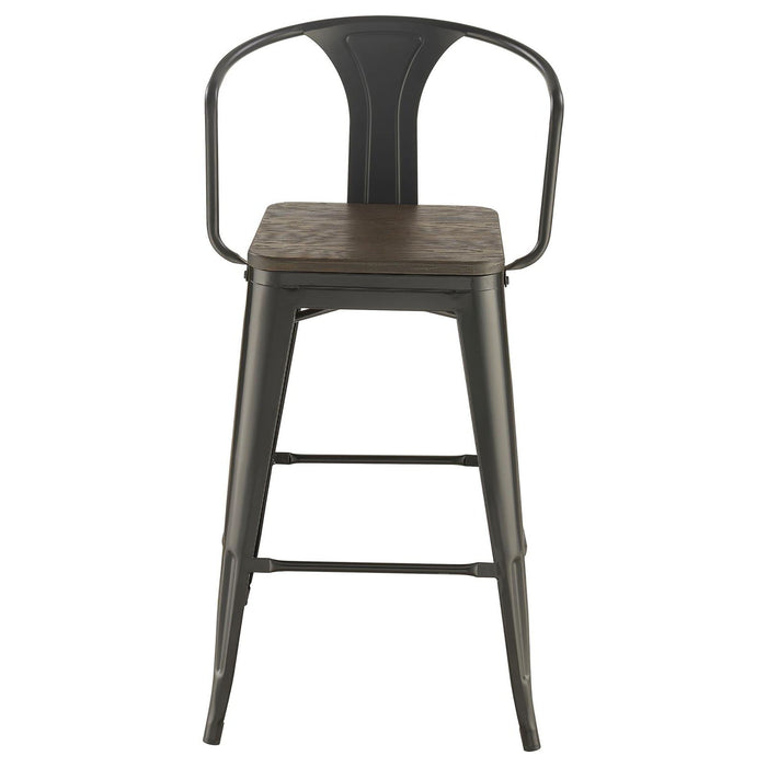 Elm Bar Height Stool (Set of 2) - Brown / Black