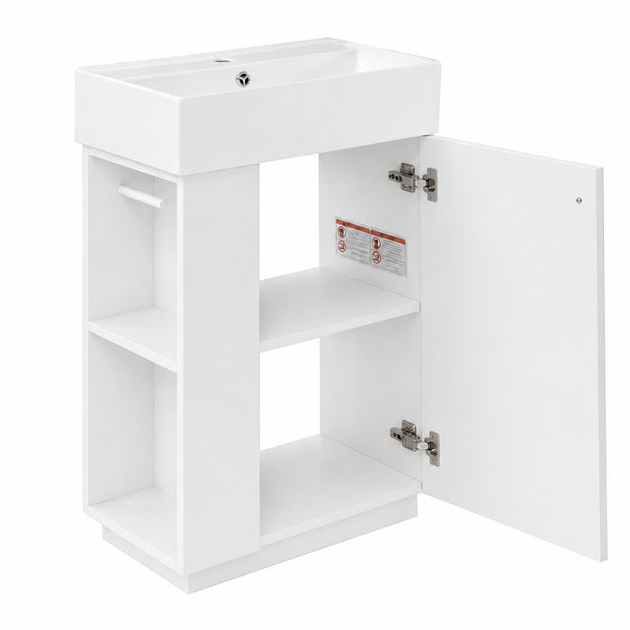 Bathroom Vanity With Sink, Freestanding Wood Grain Cabinet With Storage