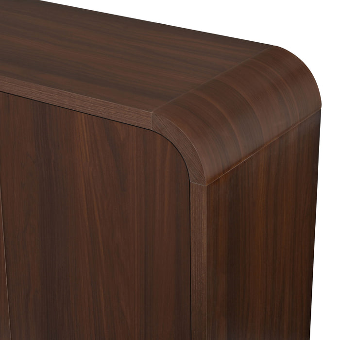 Curved Edge TV Stand With Large Cabinets