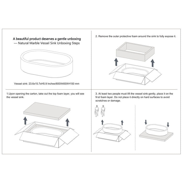 Bathroom Vessel Sink, Semi Polished Surface