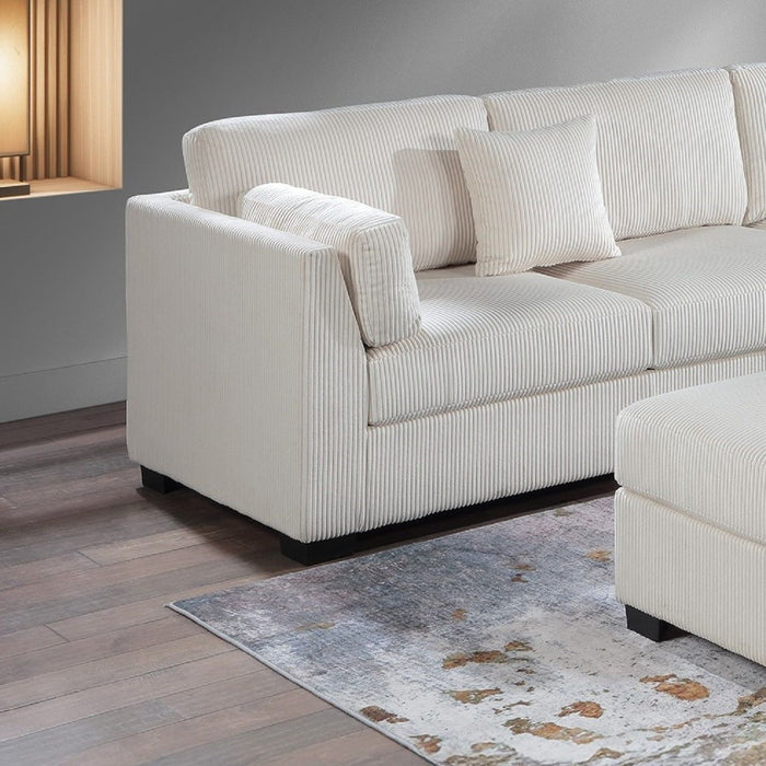 Contemporary L - Sectional Sofa Set With Ottoman And Pillows