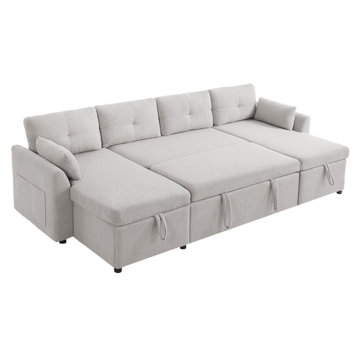 U-Shaped Sectional Sofa Bed With Storage And USB Ports