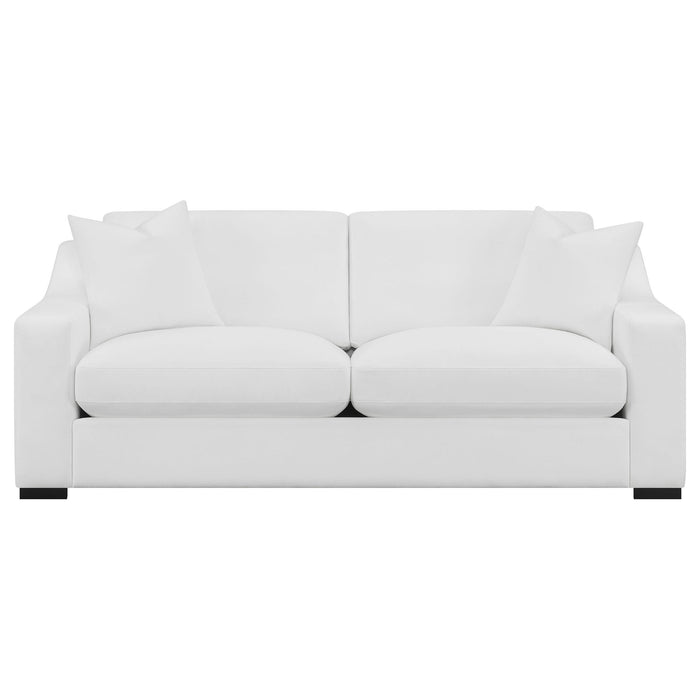 Chelan - 2 Piece Upholstered Sloped Arm Sofa Set - White