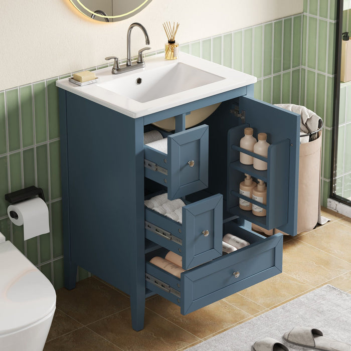 Modern Bathroom Vanity With Sink, Soft Close Drawers & Door, Storage Rack