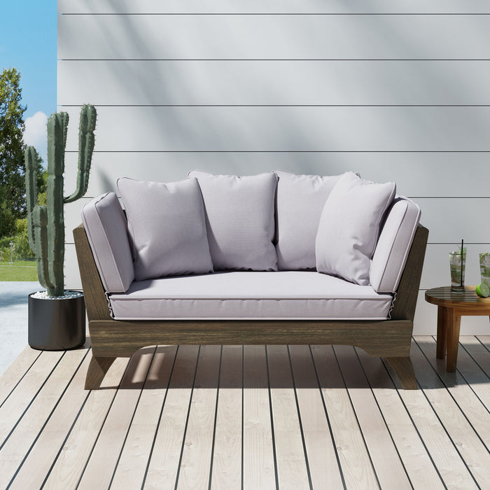 Outdoor Acacia Wood Expandable Daybed With Cushions