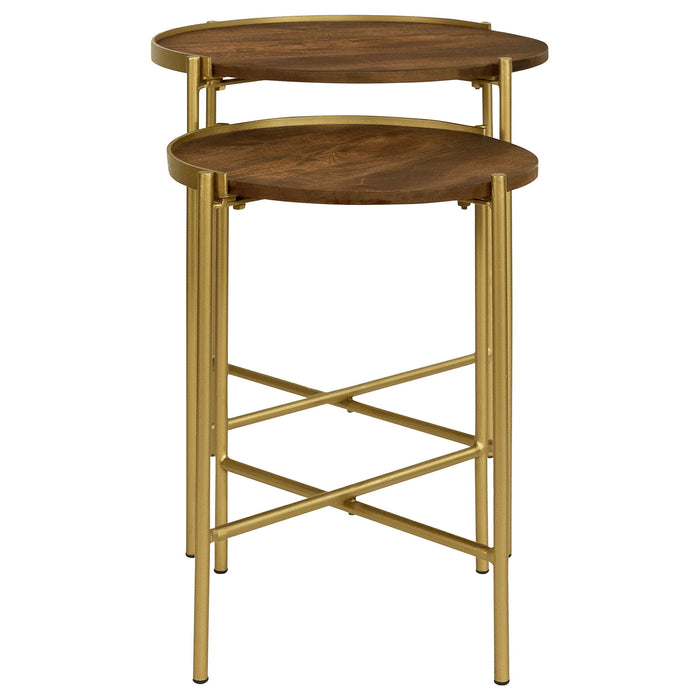 Genevieve - 2 Piece Round Nesting Table - Gold