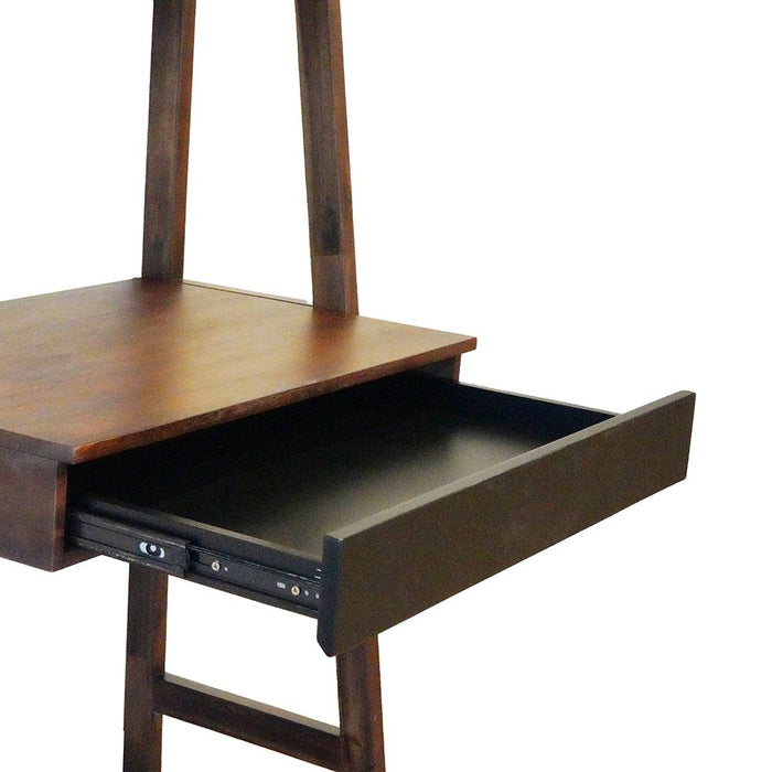 Ladder Desk, Ladder Style Display Shelf - Natural Wood / Brown