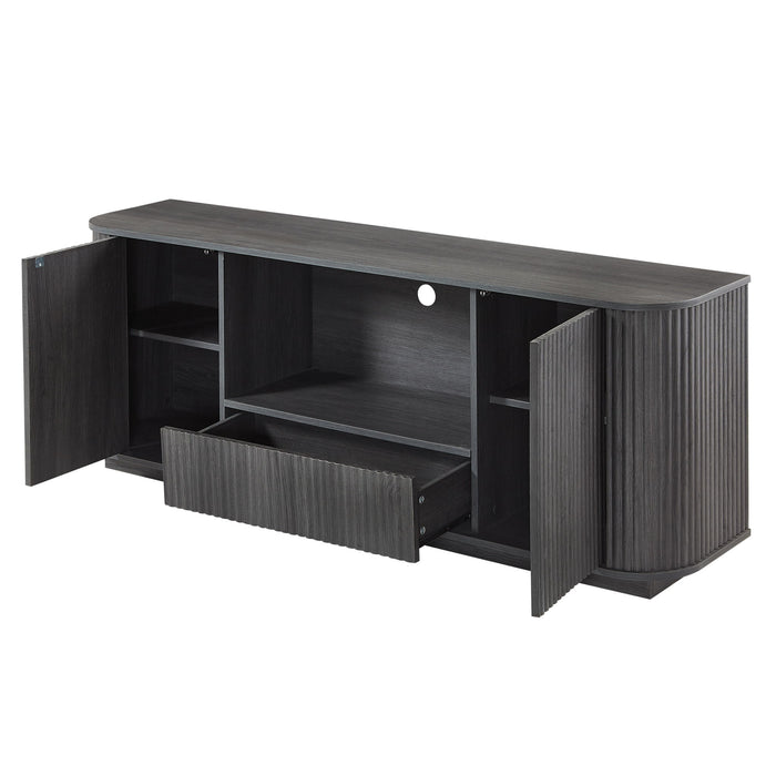 Modern Wavy TV Stand Rounded Sideboard With Storage Cabinet