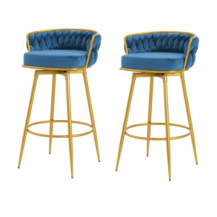Modern Low Back Upholstered Counter Height Bar Stools (Set of 2)