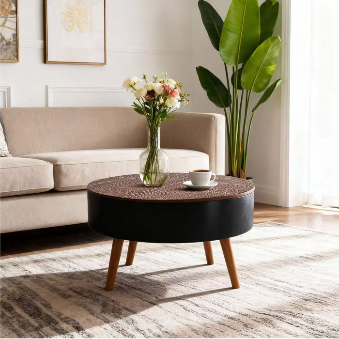 Round Coffee Table With Storage Function For Living Rooms